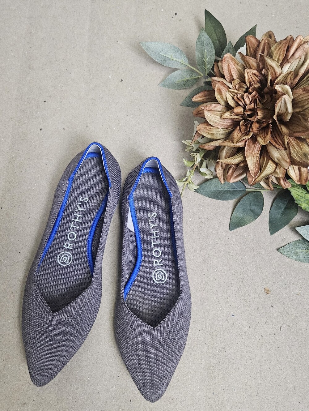 Rothy’s Women’s Pointed Toe Knit Flats Purple/Eggplant/Mauve Trim W 6 EU 36.5